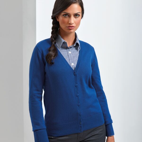 Premier Ladies Cotton Acrylic V Neck Cardigan Thumbnail